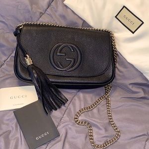 Authentic Gucci Soho all leather crossbody bag New with dust bag